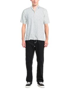 Camisa de manga corta Anderson para hombre con logo, corte regular, de algodón, color blanco/negro