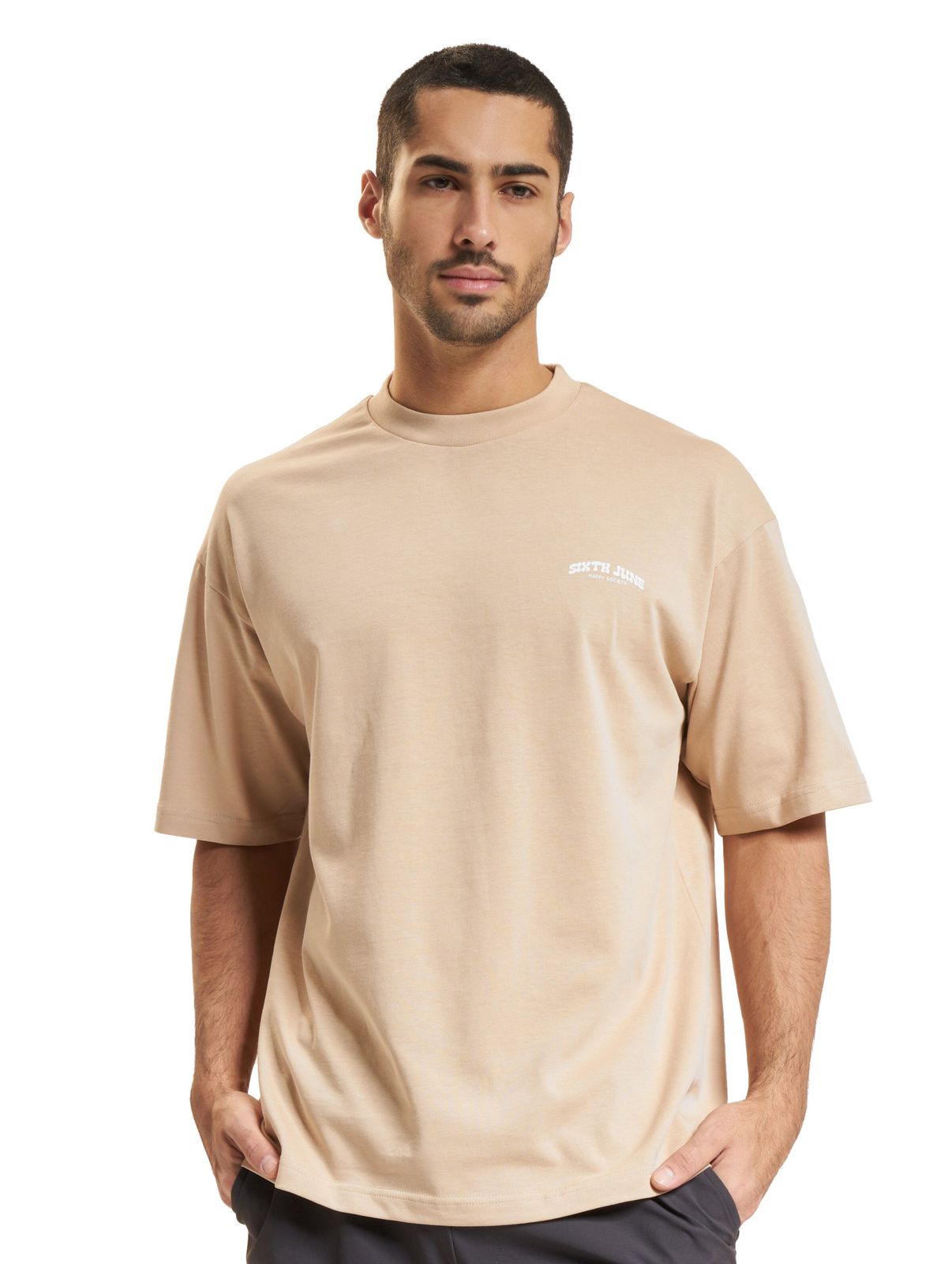 T-shirt stampate Be Human Loose Fit di Sixth June beige