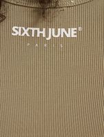 Sixth June Crop Top mit Seitennaht und Raffung, khaki