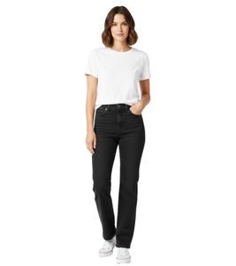 Vaqueros Jeanerica Slim de 5 bolsillos con efecto desgastado, corte ajustado, para mujer, color negro