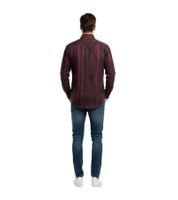 Chemise Aries Column Jacquard en coton pour homme : Chemise confortable et élégante à motif texturé fin, rouge