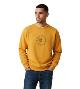 Sporty & Rich Srhwc Men's Crew Neck Sweatshirt, Modern Cotton Sweater, Orange