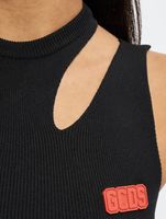 Top asimétrico negro GCDS