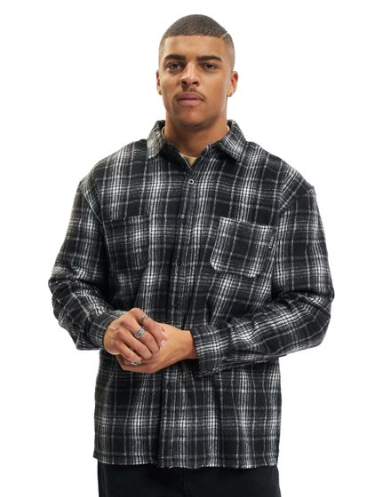 Sik Silk T-Shirt mit Logo auf der Rückseite im Used-Look und Karomuster, schwarz