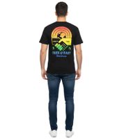 Free & Easy Rainbow Handshake Shirt im Retro-Stil mit Globus-Print und buntem Farbverlauf Schwarz