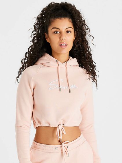 Sik Silk Essential Kurzer Hoodie rosa