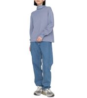 nanamica Women's Striped Long-Sleeve Turtleneck Sweater, Autumn Pullover SUHF163, Blue/White