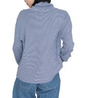 nanamica Women's Striped Long-Sleeve Turtleneck Sweater, Autumn Pullover SUHF163, Blue/White