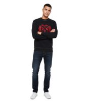 Phipps Pirate Embroidered Designer-Sweatshirt Herren Crewneck mit Statement-Stickerei Schwarz/Rot