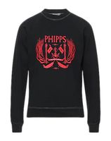 Phipps Pirate Embroidered Designer-Sweatshirt Herren Crewneck mit Statement-Stickerei Schwarz/Rot