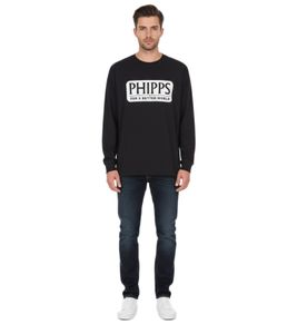 Phipps Herren Designer Langarmshirt mit Logo-Grafik hochwertiger Verarbeitung und klassischem Schnitt Navy