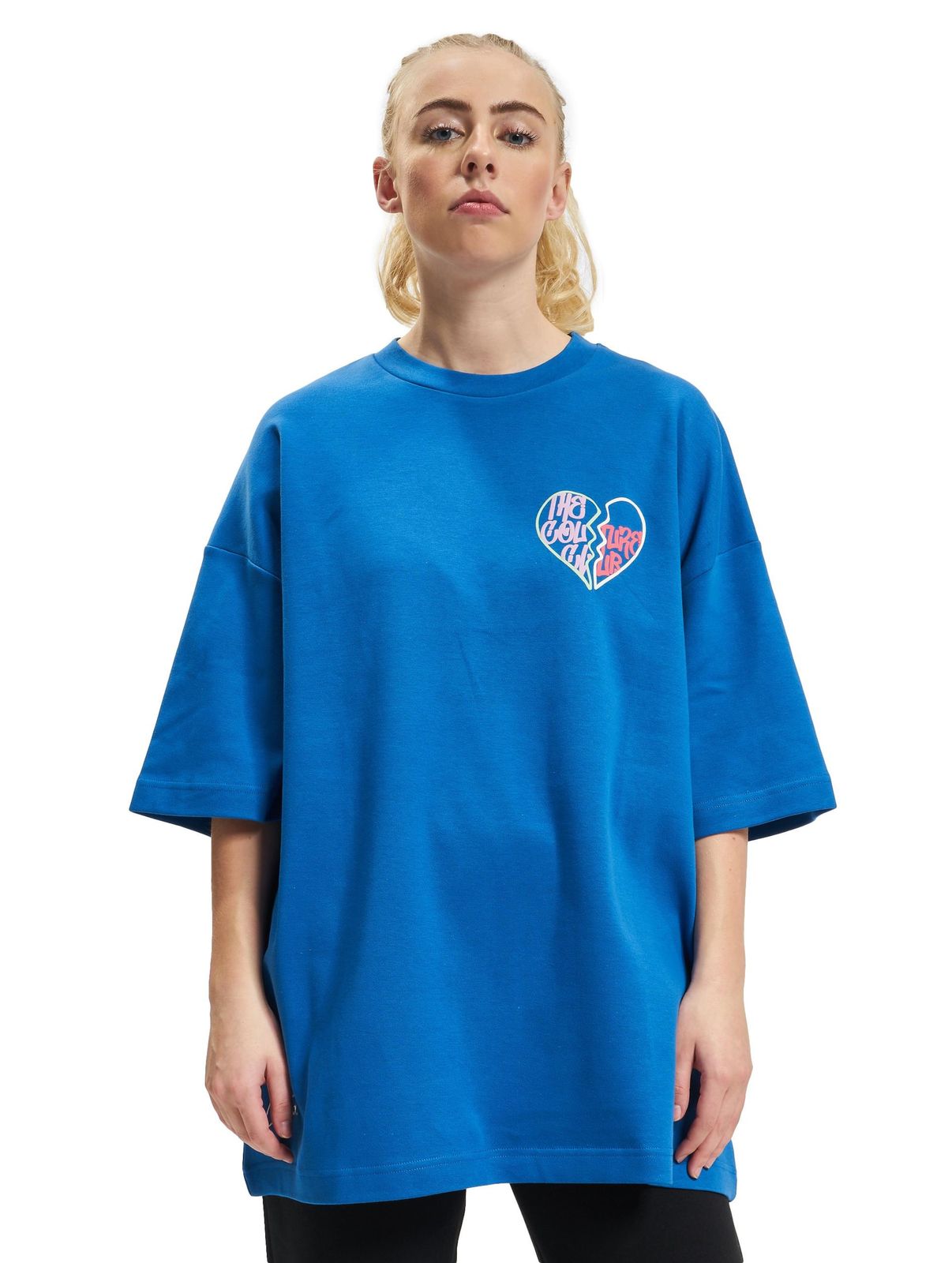 Abito oversize The Couture Club con grafica a cuore, blu