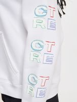 The Couture Club Oversized Hoodie with Colorful Graphics, Off-White