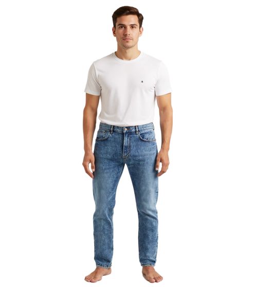JEANERICA Herren 5-Pocket Tapered Fit Jeans Ausgeh-Jeans TM005 Blau