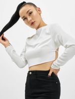 Missguided Crop-Longsleeve mit offenem Rücken in Weiß