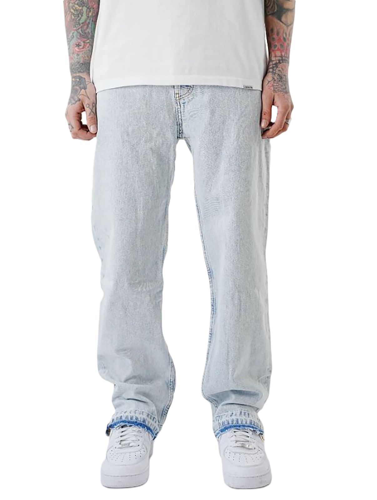 Jeans larghi e larghi senza effetti, blu chiaro