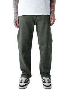 UNEFFECTED Basic Free Cut Wide Loose Fit Jeans khaki