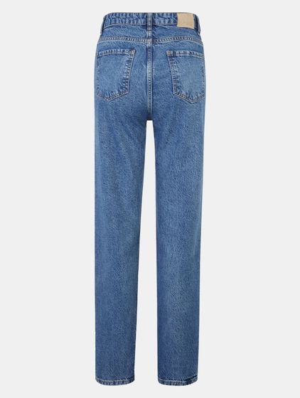 UNEFFECTED Destroyed Straight Fit Jeans mittelblau