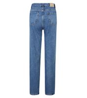 Jean femme UNEFFECTED coupe droite effet usé, coton bleu moyen