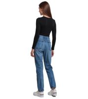 Jean femme UNEFFECTED coupe droite effet usé, coton bleu moyen