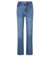 Jean femme UNEFFECTED coupe droite effet usé, coton bleu moyen