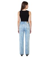 UNEFFECTED Women's Destroyed Denim Straight Fit Jeans, Ice Blue Cotton