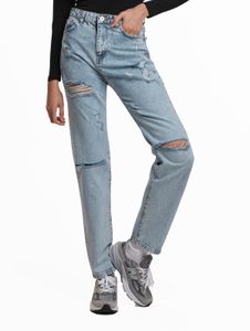 UNEFFECTED Destroyed Straight Fit Jeans eisblau