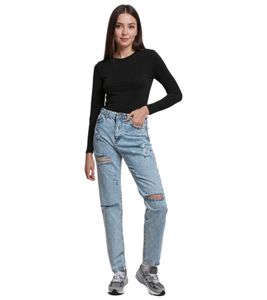 UNEFFECTED Damen Destroyed Straight Fit Jeans Baumwolle eisblau