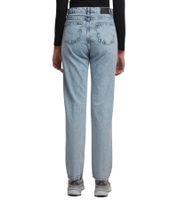 Jean femme UNEFFECTED coupe droite effet usé, coton bleu glacier