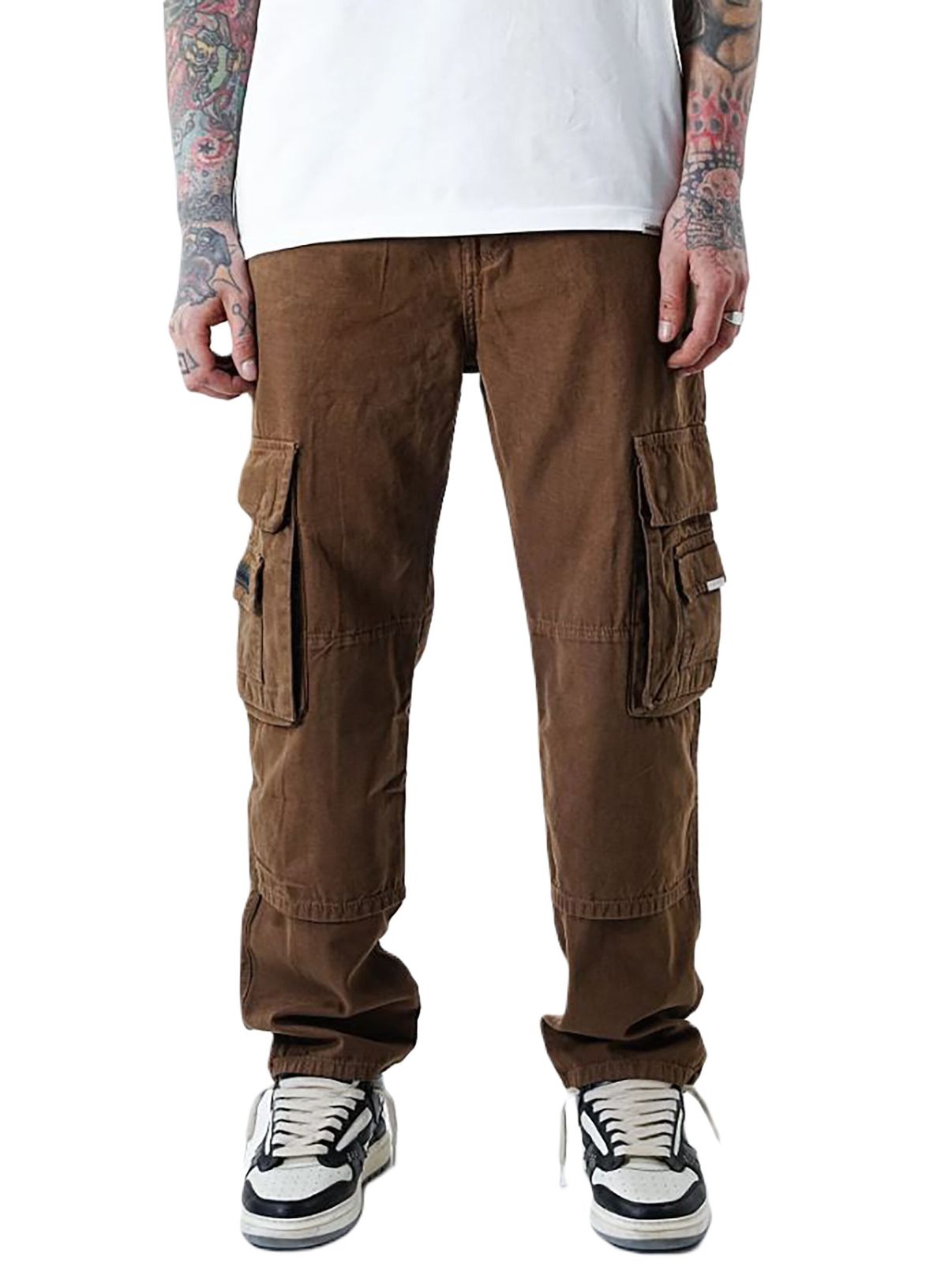 Jeans larghi cargo UNEFFECTED marroni