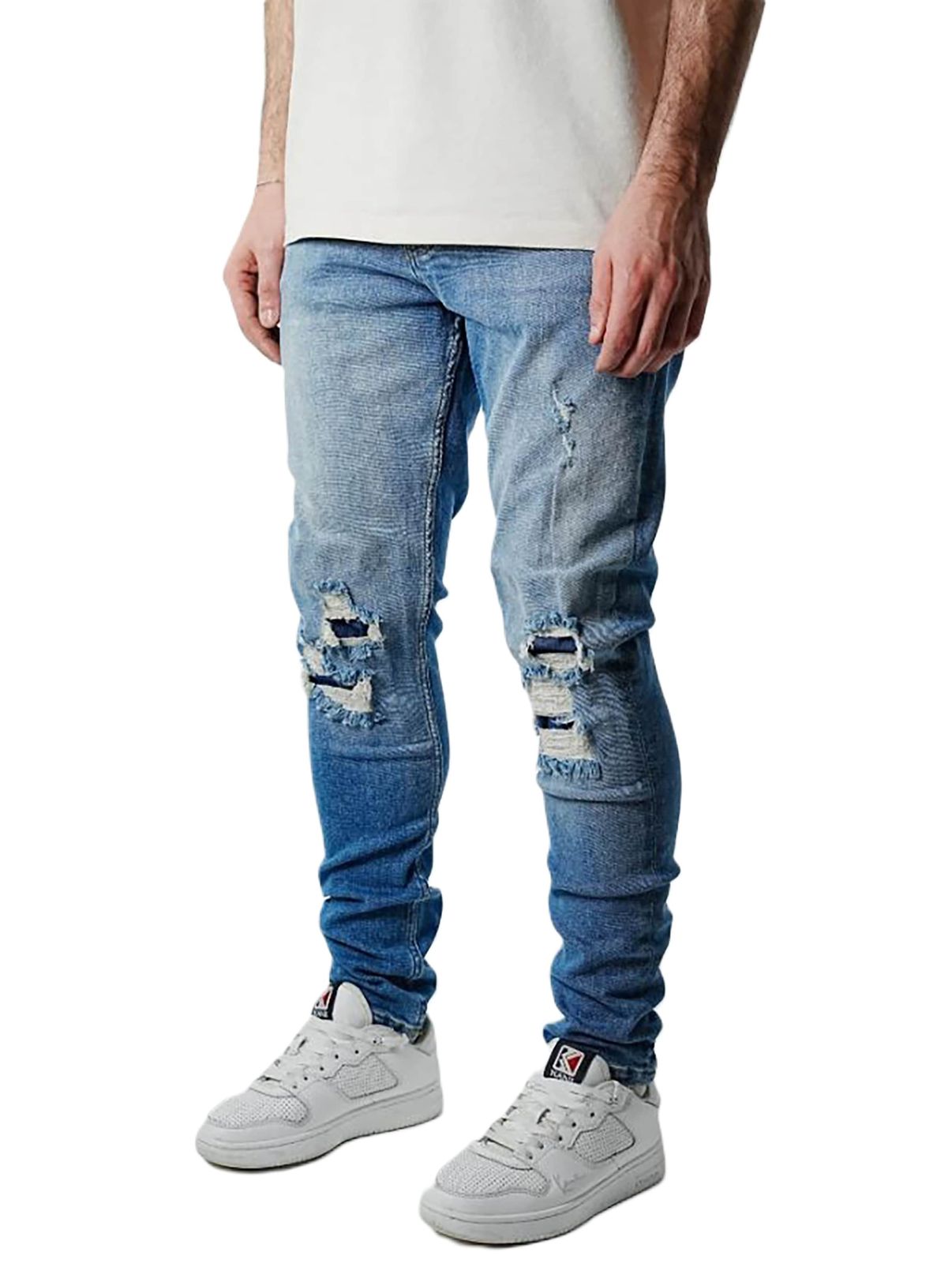Jeans aderenti strappati UNEFFECTED blu chiaro