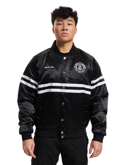 Chaqueta universitaria de satén negra DMWU de UNFAIR ATHLETICS