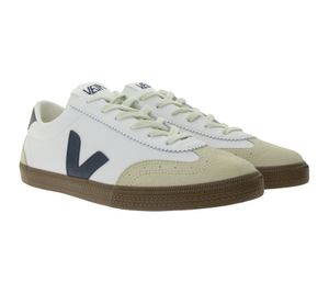 VEJA Volley Herren und Damen Sneakers Laufsohle aus Naturkautschuk Echtleder-Schuhe Weiß/Beige/Braun