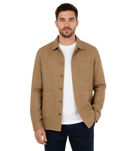 Aspesi Camicia Utility Uomo in Twill Herren-Hemd Overshirt aus Baumwoll-Twill im Cammello