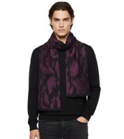 Elegante bufanda Roberto Cavalli para hombre y mujer, pura lana, WOV06600003-02374, negro/rojo