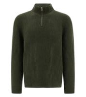Sudadera de diseño A.P.C. Pull Alex para hombre con cuello con cremallera y corte clásico, verde oscuro