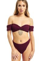 Missguided Crinkle Milkmaid-Bikini mit Unterteil in Rot