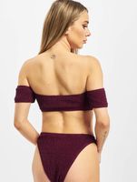 Missguided Crinkle Milkmaid-Bikini mit Unterteil in Rot
