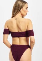 Missguided Crinkle Milkmaid-Bikini mit Unterteil in Rot