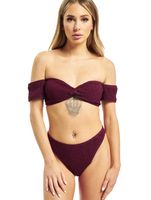 Missguided Crinkle Milkmaid-Bikini mit Unterteil in Rot