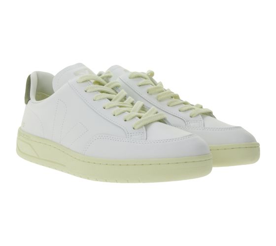 VEJA V-12 Stitch Herren Low-Top-Sneaker mit rutschhemmender Laufsohle Echtleder-Schuhe Weiß