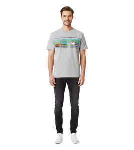 Opening Ceremony Herren Regular Fit T-Shirt mit farbigem Cartoonish Band Print Grau