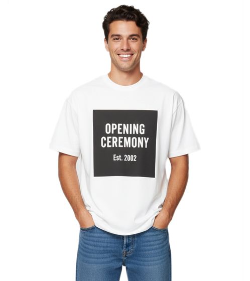 Opening Ceremony White Box Logo T-Shirt aus Baumwolle – Weiß/Schwarz