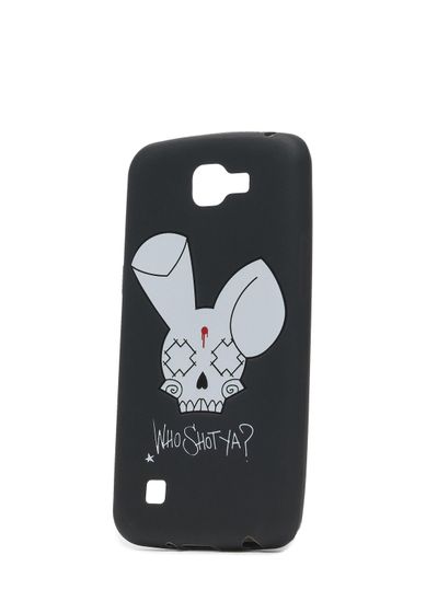 WHO SHOT YA? Handyhülle für LG K8, Motiv „WHO SHOT YA?“, Hase, Schwarz