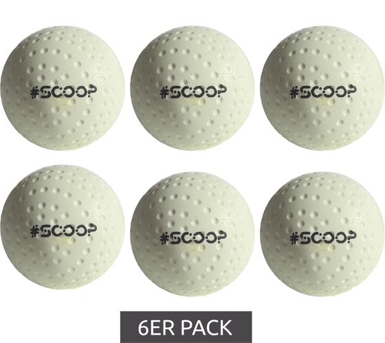 6er Pack SCOOP X-Treme Hockey Street-Balls mit Dimple-Design Hockeyball Sport-Ausrüstung NL266447 Weiß
