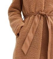 nachhaltiger Damen Mantel lange Teddyfell-Jacke Alltags-Mantel kuscheliger Basic-Mantel 947834 Braun