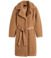 nachhaltiger Damen Mantel lange Teddyfell-Jacke Alltags-Mantel kuscheliger Basic-Mantel 947834 Braun