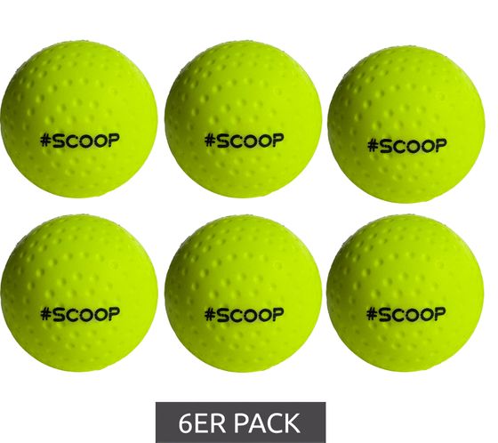 6er Pack SCOOP X-Treme Hockey Street-Balls mit Dimple-Design Hockeyball Sport-Ausrüstung NI266446 Neon-Gelb