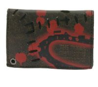 THE TEXAS GAINSAW MASSAGRE Leder-Geldbörse mit roten sprinkelförmigem-Motiv Metalldruckknöpfen und Kette Rockiger Gothic-Style LW104782TCM Schwarz/Rot