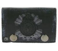 FALL OUT BOY Leder-Geldbörse mit Logo-Motiv Metalldruckknöpfen und Kette Rockiger Gothic-Style LW103557FOB0 Schwarz/Weiß